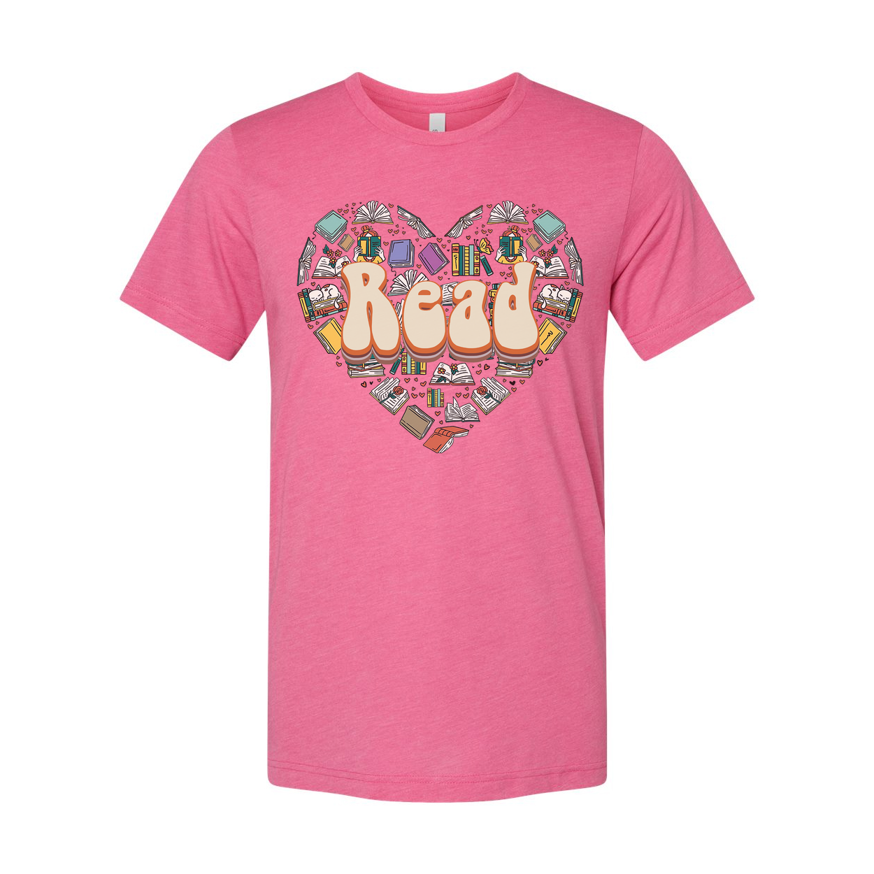 Unisex Read Heart Library Books Graphic T Shirt For Book Lovers And Avid Readers