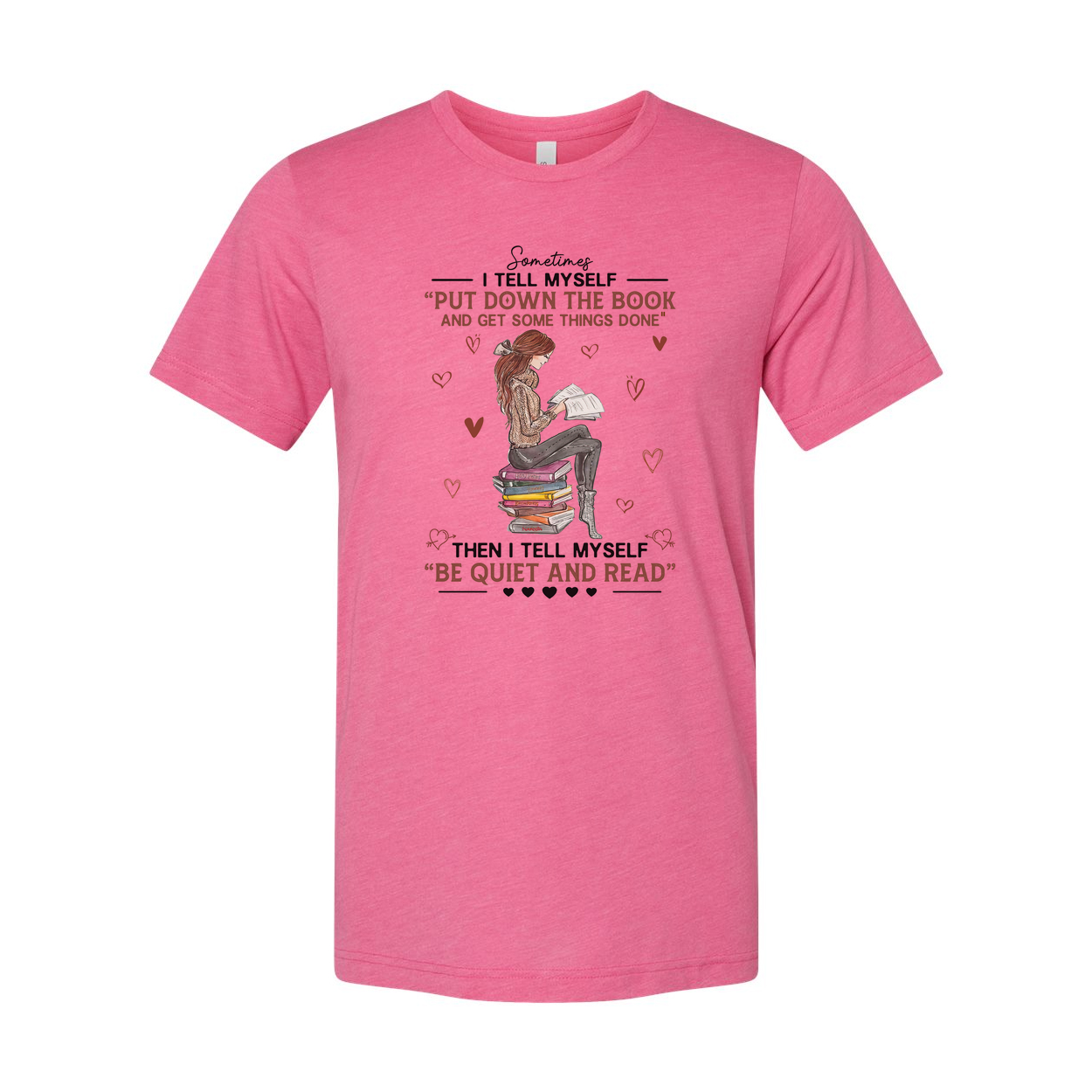 Unisex T Shirt With Reading On Stack Of Books Illustration