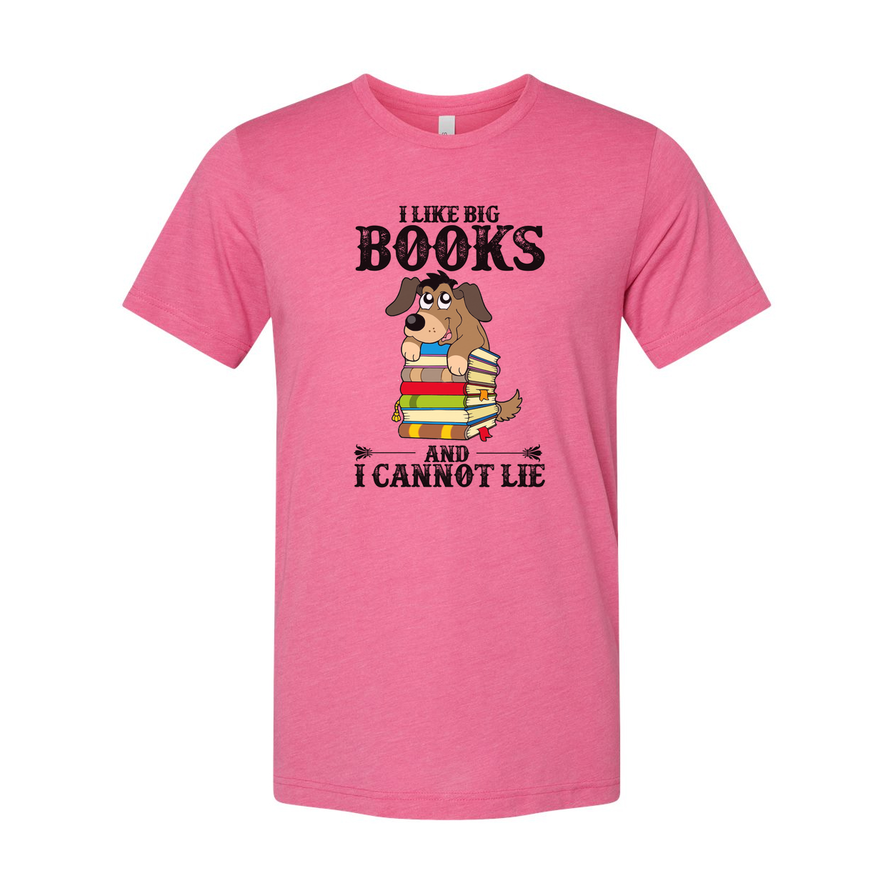 Unisex T Shirt I Like Big Books And I Cannot Lie Cartoon Dog Stacked Books Graphic