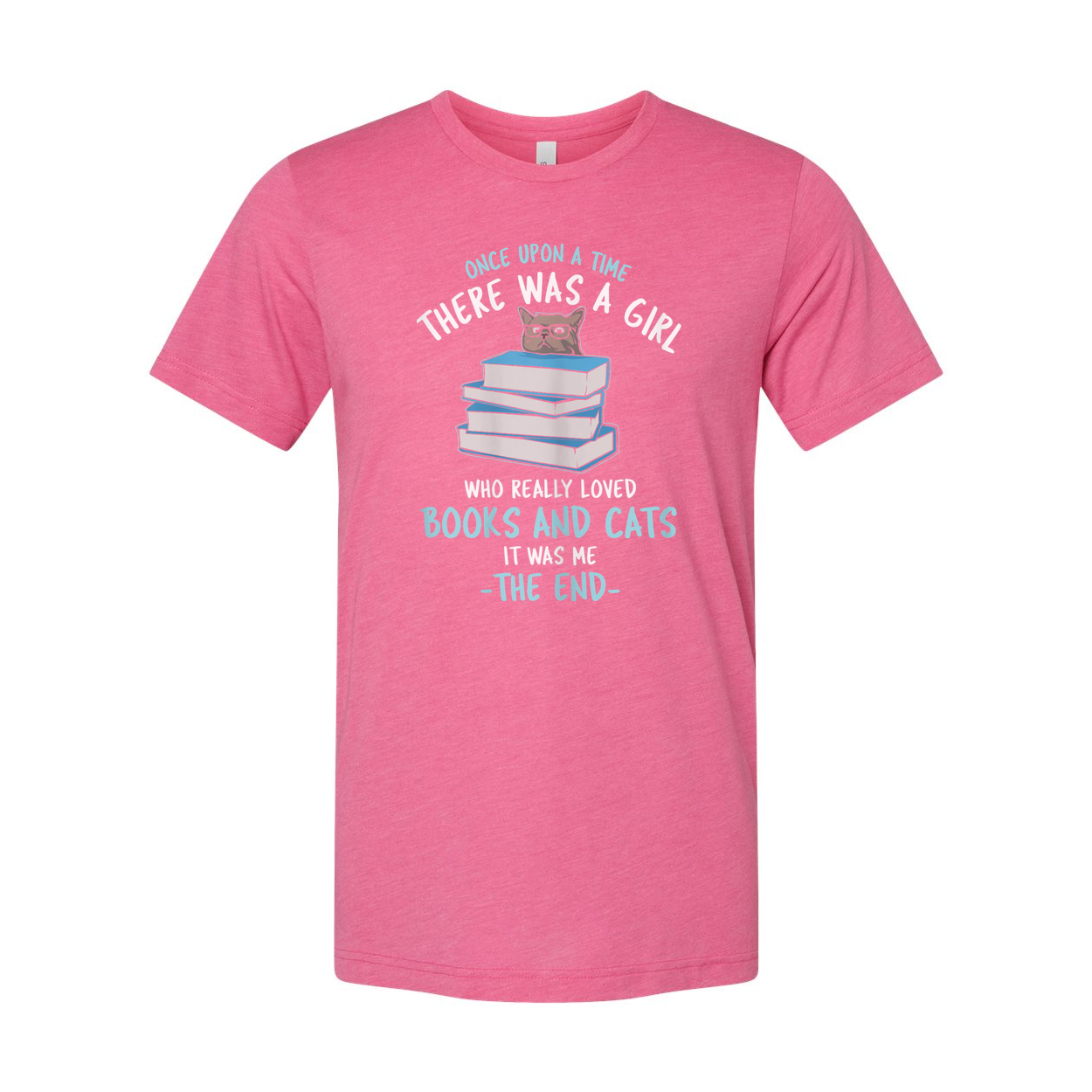 Unisex Graphic Tee With Cat On Stacked Books And Quotes About Books And Cats For Book Lovers