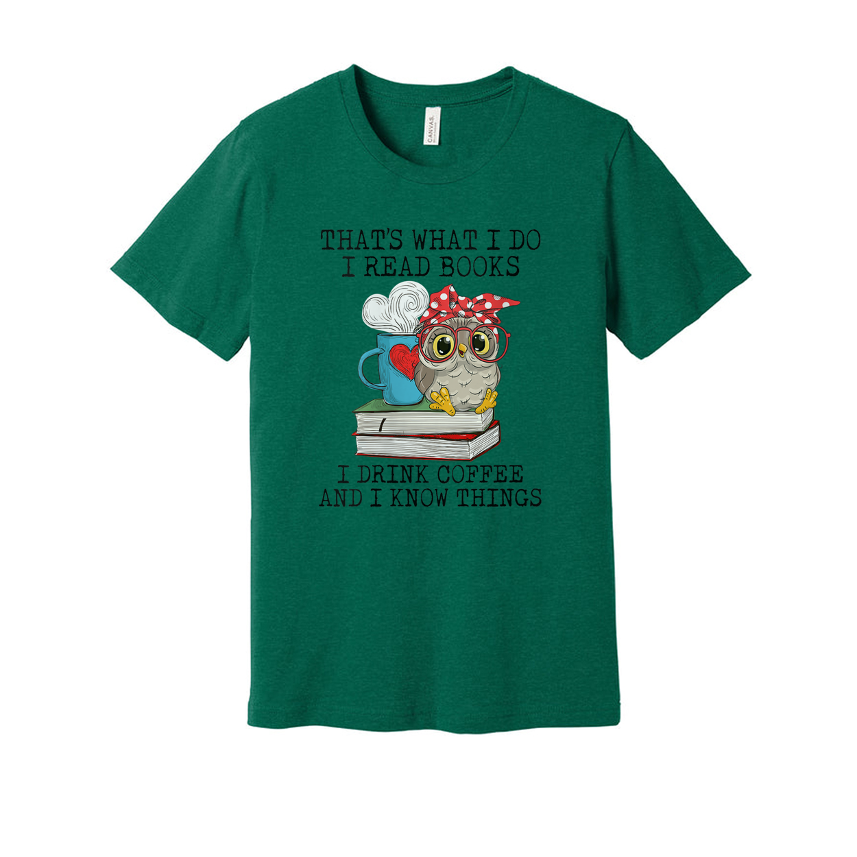 Unisex Graphic Tee With Owl Reading And Coffee Quote That's What I Do I Read Books I Drink Coffee And I Know Things