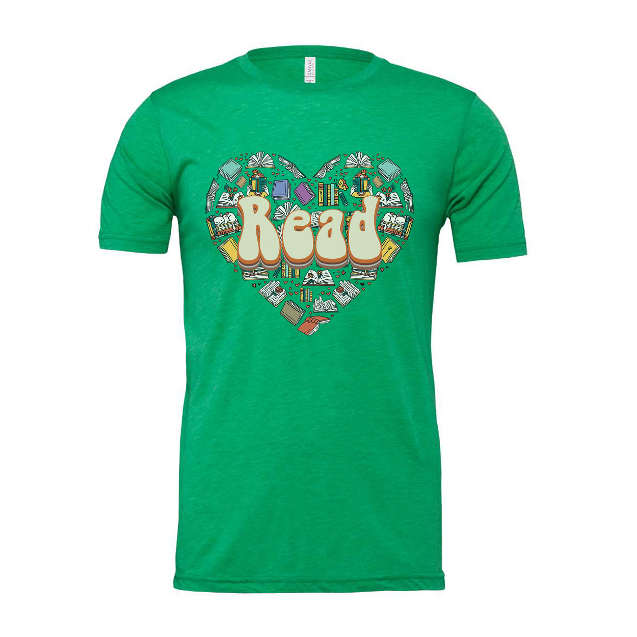 Unisex Read Heart Library Books Graphic T Shirt For Book Lovers And Avid Readers