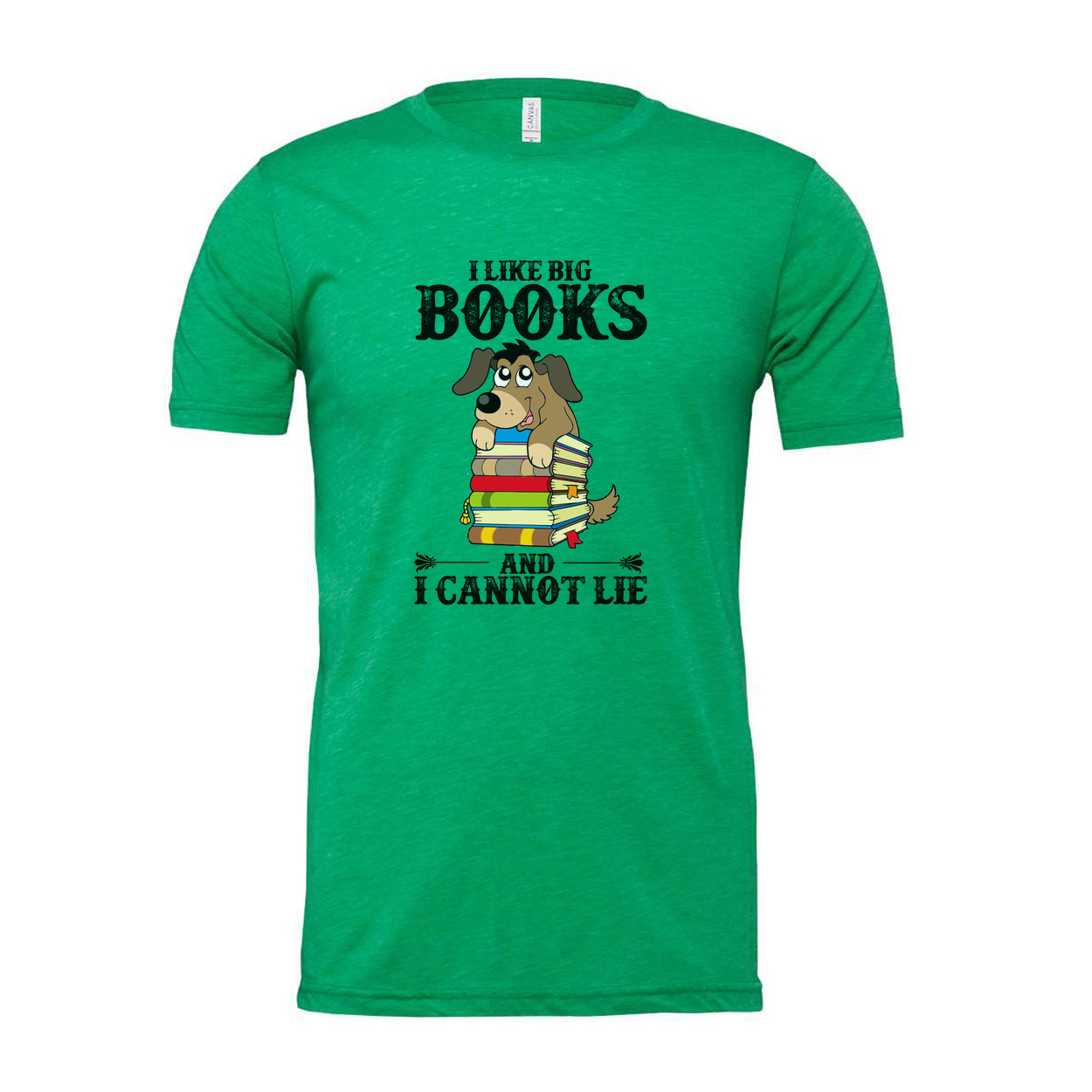 Unisex T Shirt I Like Big Books And I Cannot Lie Cartoon Dog Stacked Books Graphic