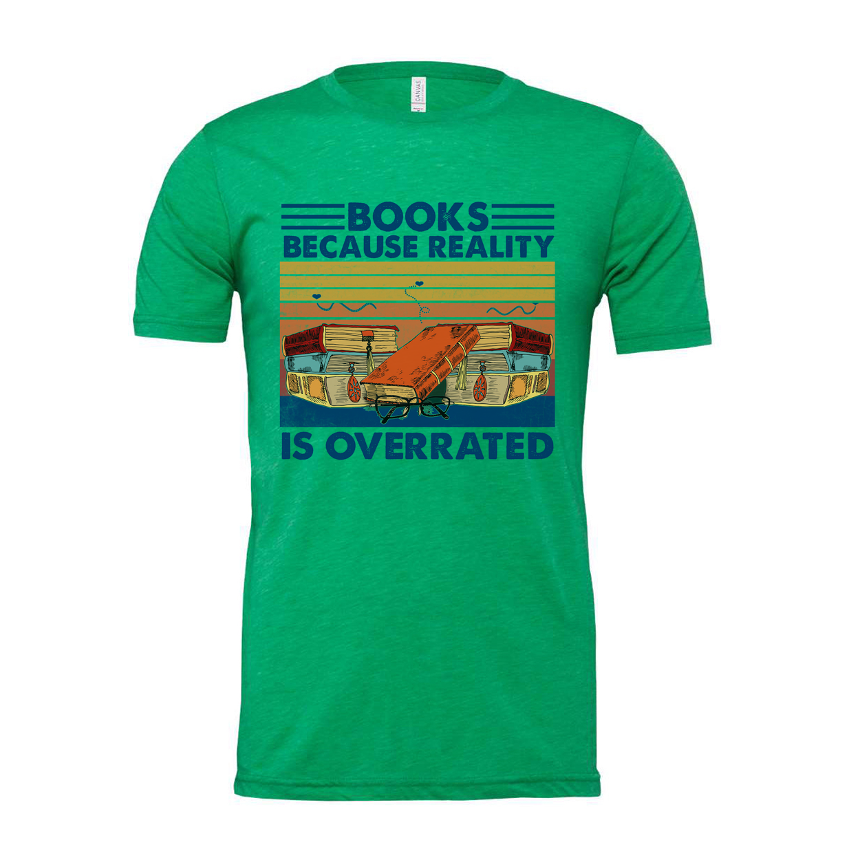 Books Because Reality Is Overrated Vintage Inspired Graphic Tee For Book Lovers Unisex Apparel