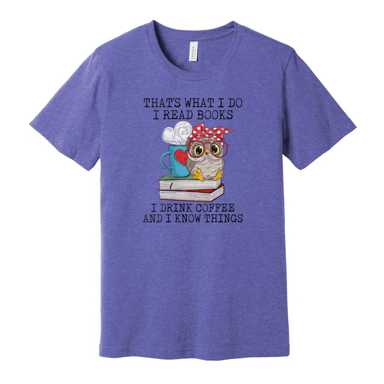Unisex Graphic Tee With Owl Reading And Coffee Quote That's What I Do I Read Books I Drink Coffee And I Know Things