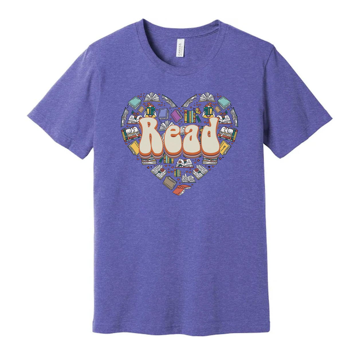 Unisex Read Heart Library Books Graphic T Shirt For Book Lovers And Avid Readers