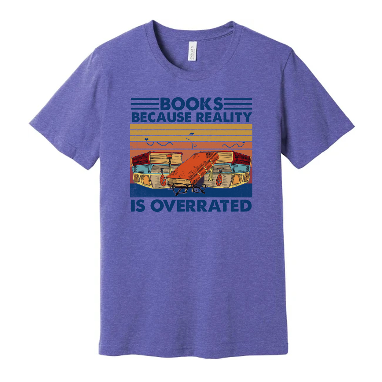 Books Because Reality Is Overrated Vintage Inspired Graphic Tee For Book Lovers Unisex Apparel