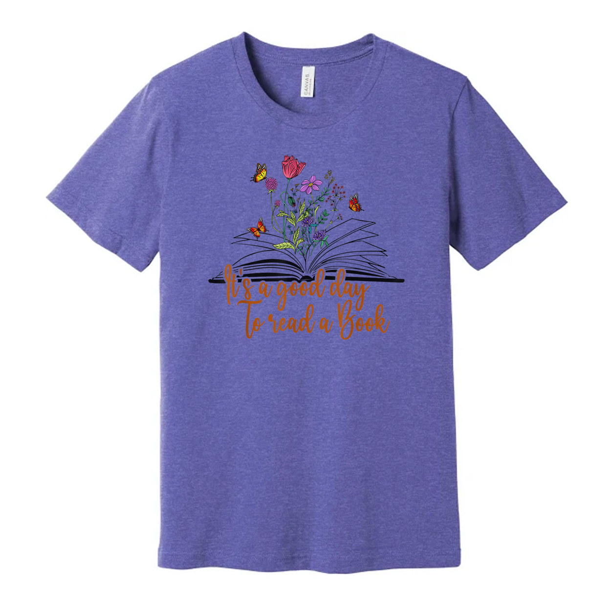 Unisex T Shirt With Floral Open Book Design And The Quote It's A Good Day To Read A Book
