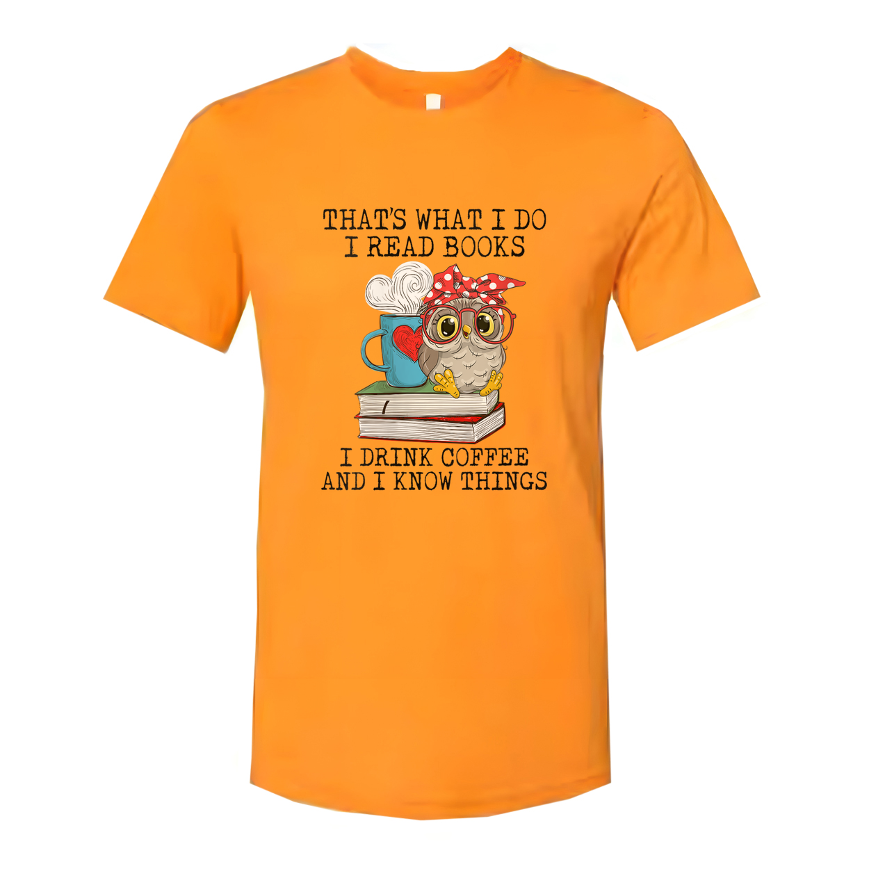 Unisex Graphic Tee With Owl Reading And Coffee Quote That's What I Do I Read Books I Drink Coffee And I Know Things