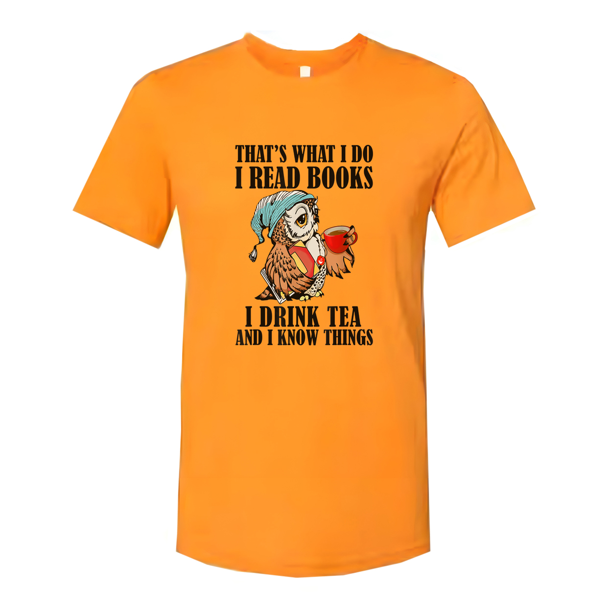Unisex Owl Reading Books Tee With Tea Cup That's What I Do I Read Books And I Drink Tea And I Know Things