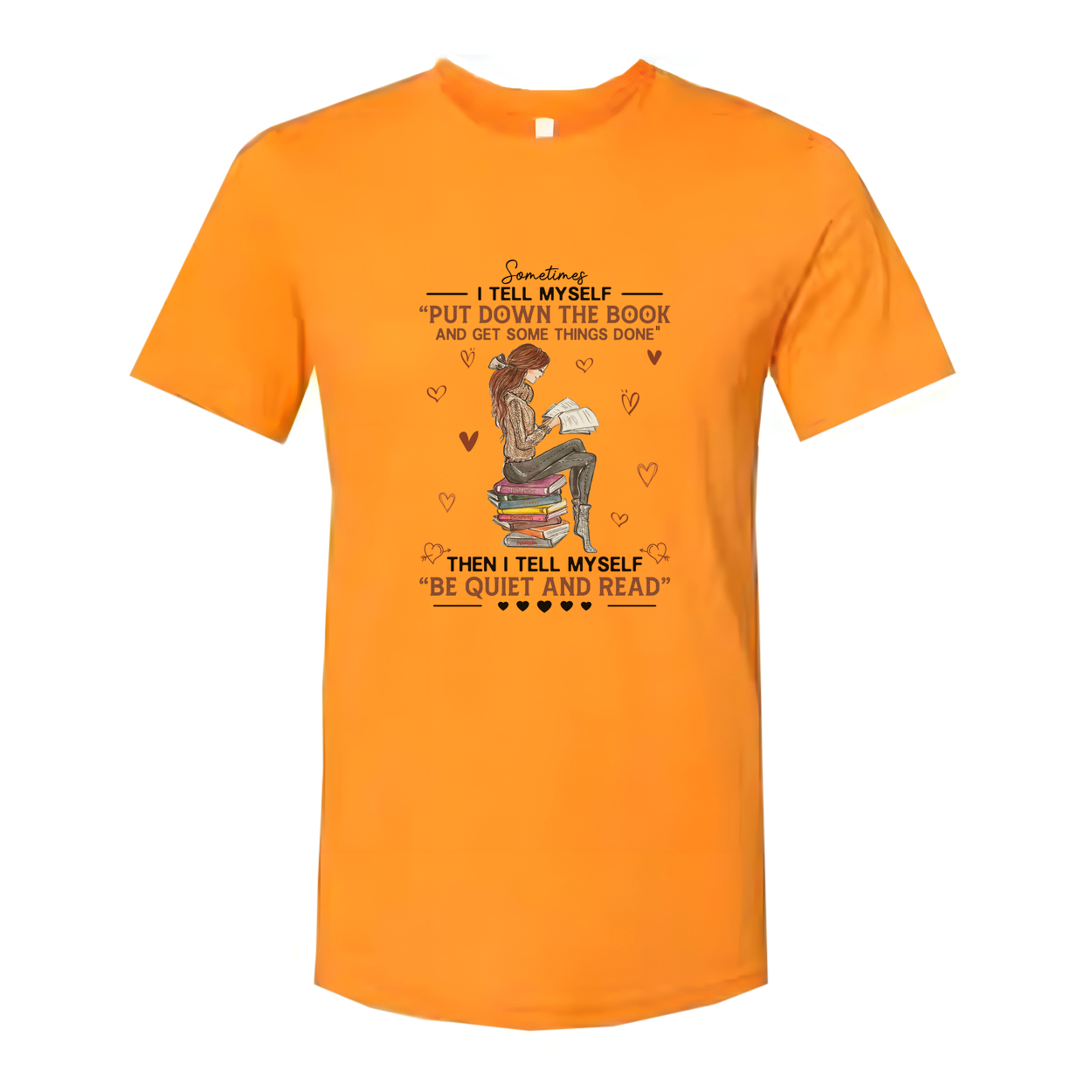 Unisex T Shirt With Reading On Stack Of Books Illustration