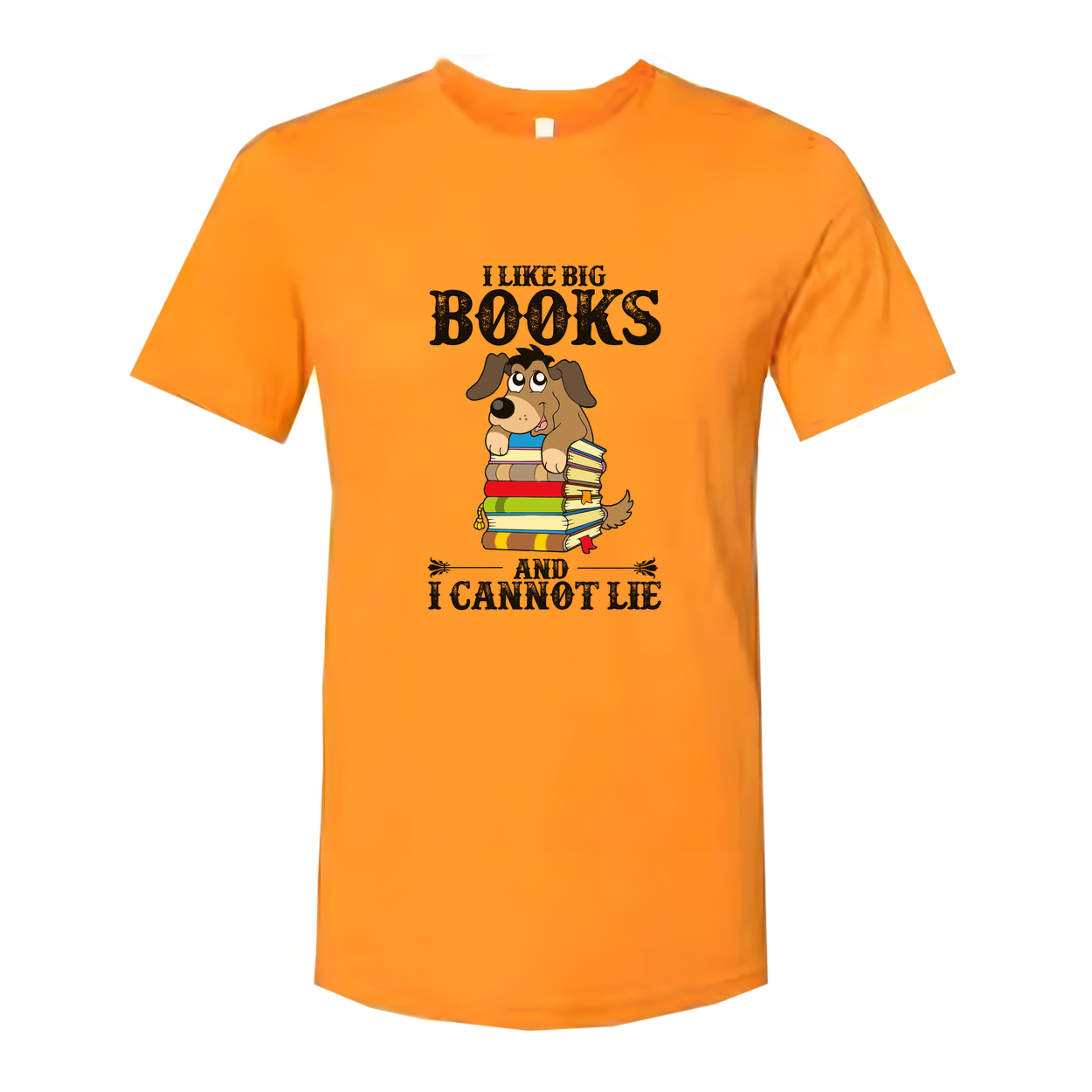 Unisex T Shirt I Like Big Books And I Cannot Lie Cartoon Dog Stacked Books Graphic