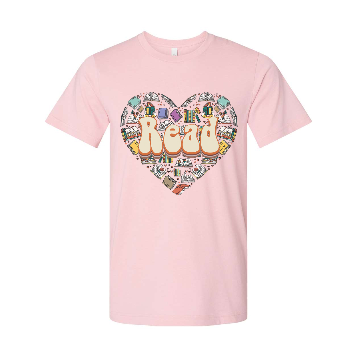 Unisex Read Heart Library Books Graphic T Shirt For Book Lovers And Avid Readers