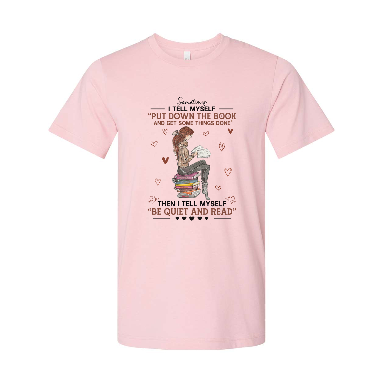 Unisex T Shirt With Reading On Stack Of Books Illustration