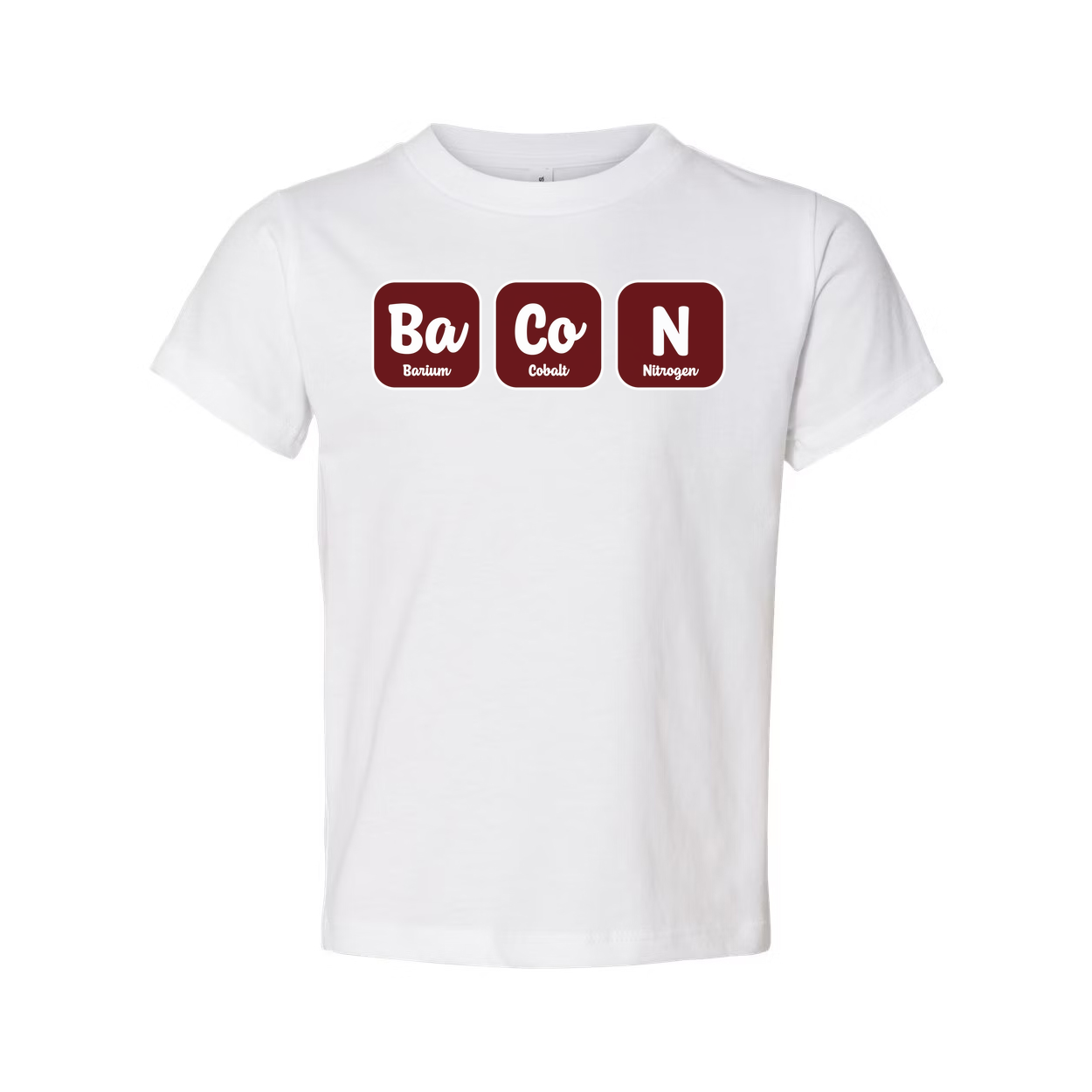 Bacon Chemistry Graphic T Shirt With Ba Co N Element Symbols For Science Lovers Design