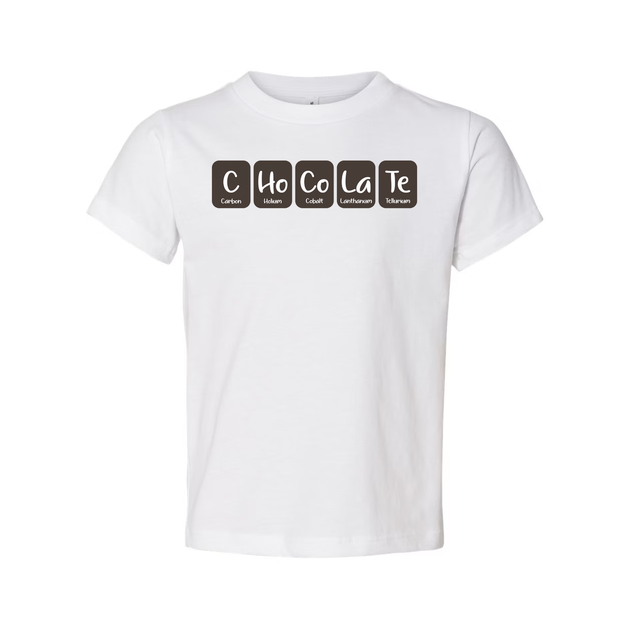 Unisex Science Themed Chocolate Elements Graphic T Shirt With Periodic Table Style Blocks