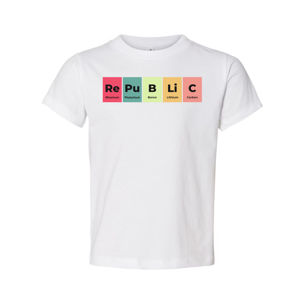 Unisex Science T Shirt With Periodic Table Style Republic Elements Design And Colorful Blocks