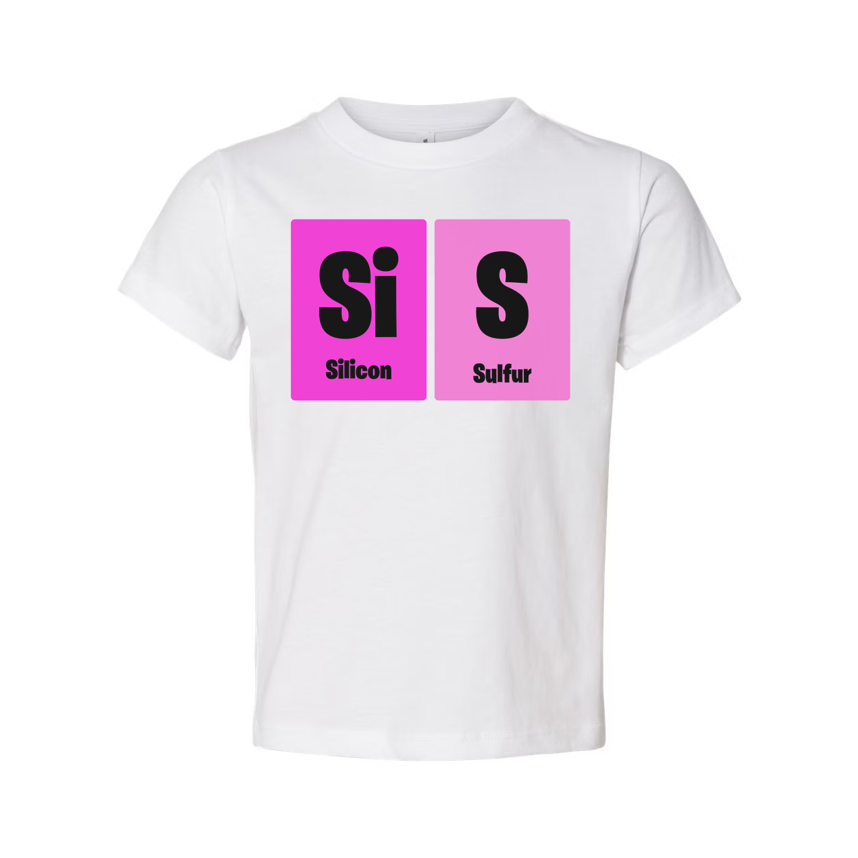 Science Themed Unisex T Shirt With Silicon And Sulfur Element Blocks In Pink Squares