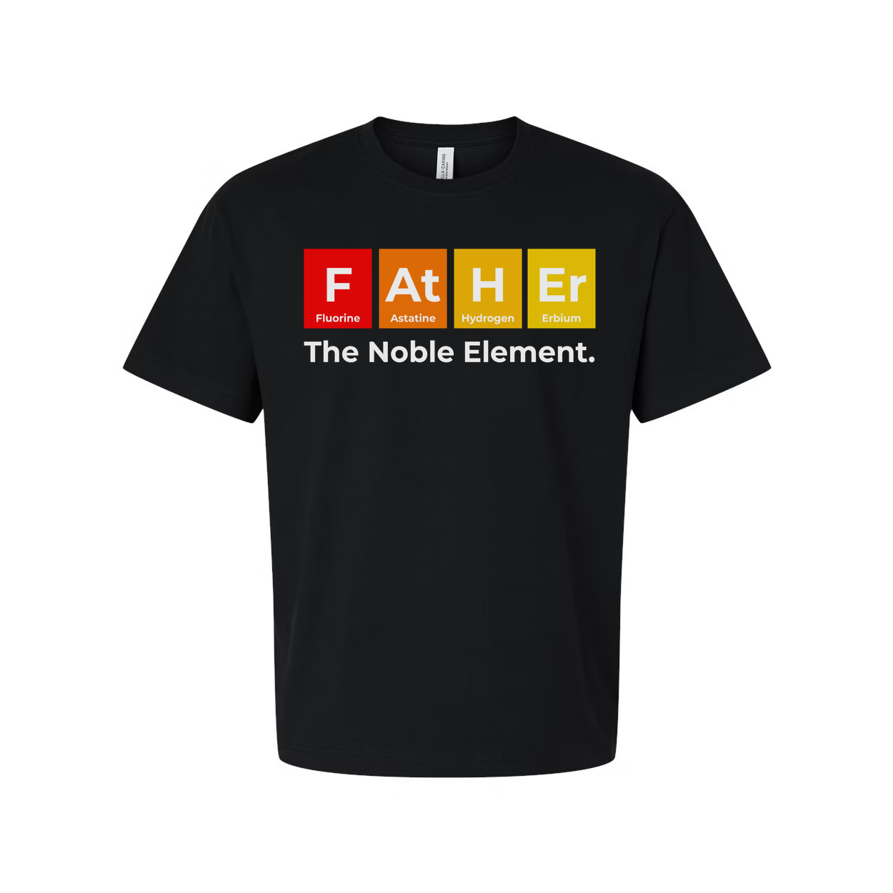 Unisex Science T Shirt Featuring Periodic Table Elements Spelling Father The Noble Element
