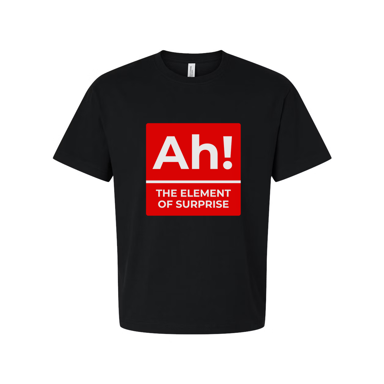 Ah The Element Of Surprise T Shirt With Red Square Parody Logo Artwork For All Science Lovers