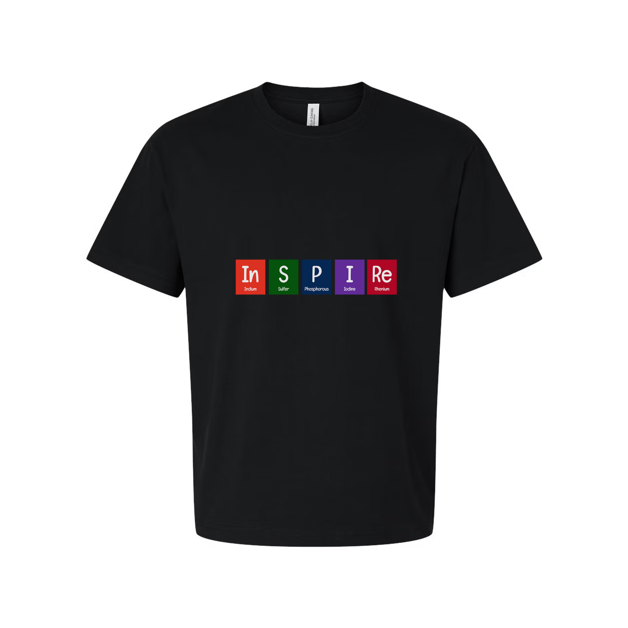 Inspire Science Graphic Unisex Short Sleeve Tee With Multicolor Periodic Table Style Letters