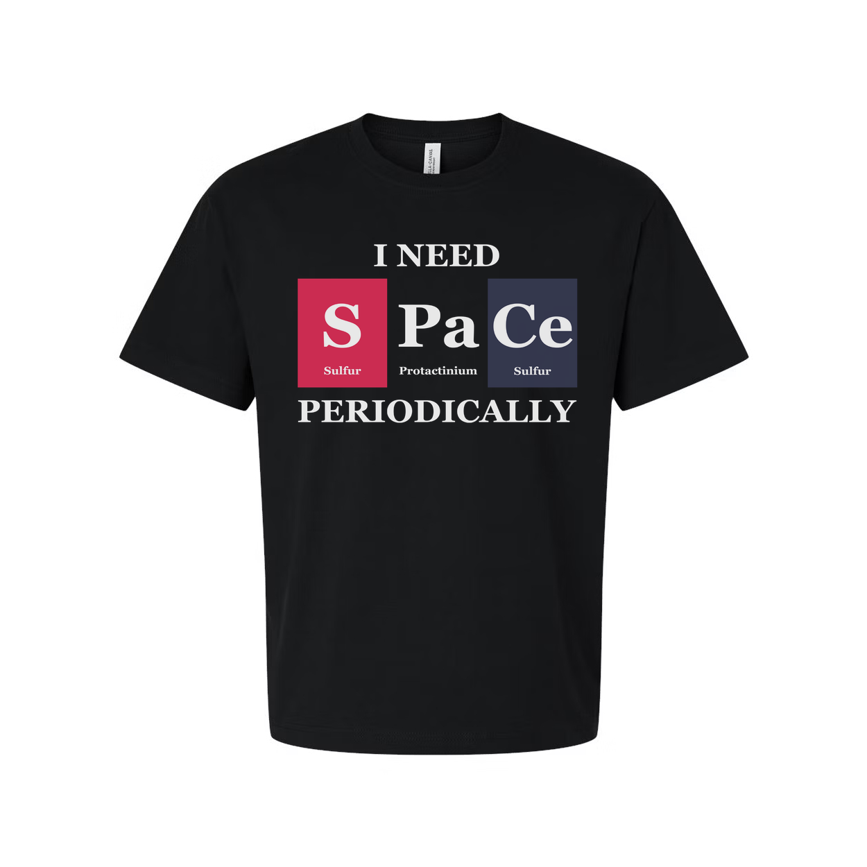 Science Themed Unisex T Shirt With Periodic Table Design And Space Word Play Art