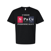 Science Themed Unisex T Shirt With Periodic Table Design And Space Word Play Art