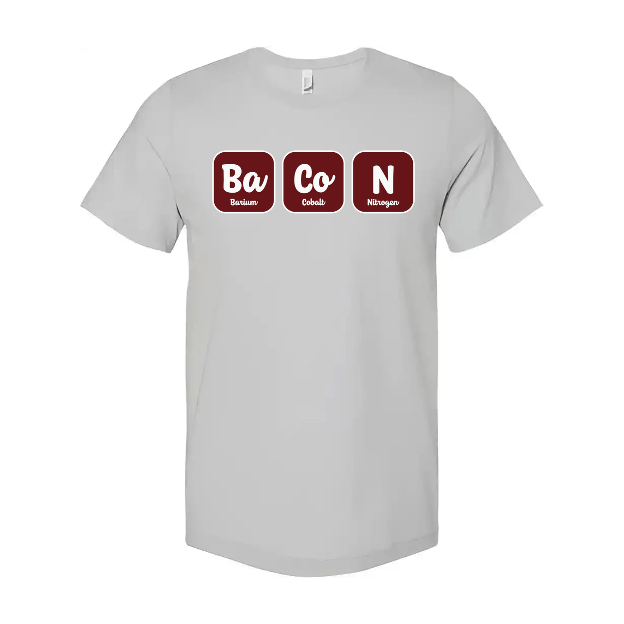 Bacon Chemistry Graphic T Shirt With Ba Co N Element Symbols For Science Lovers Design