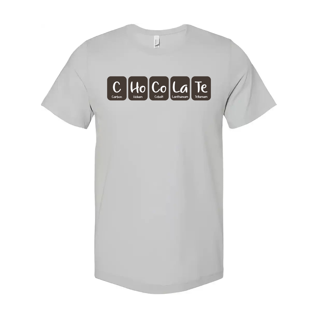 Unisex Science Themed Chocolate Elements Graphic T Shirt With Periodic Table Style Blocks