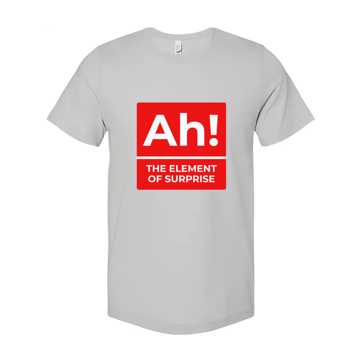 Ah The Element Of Surprise T Shirt With Red Square Parody Logo Artwork For All Science Lovers