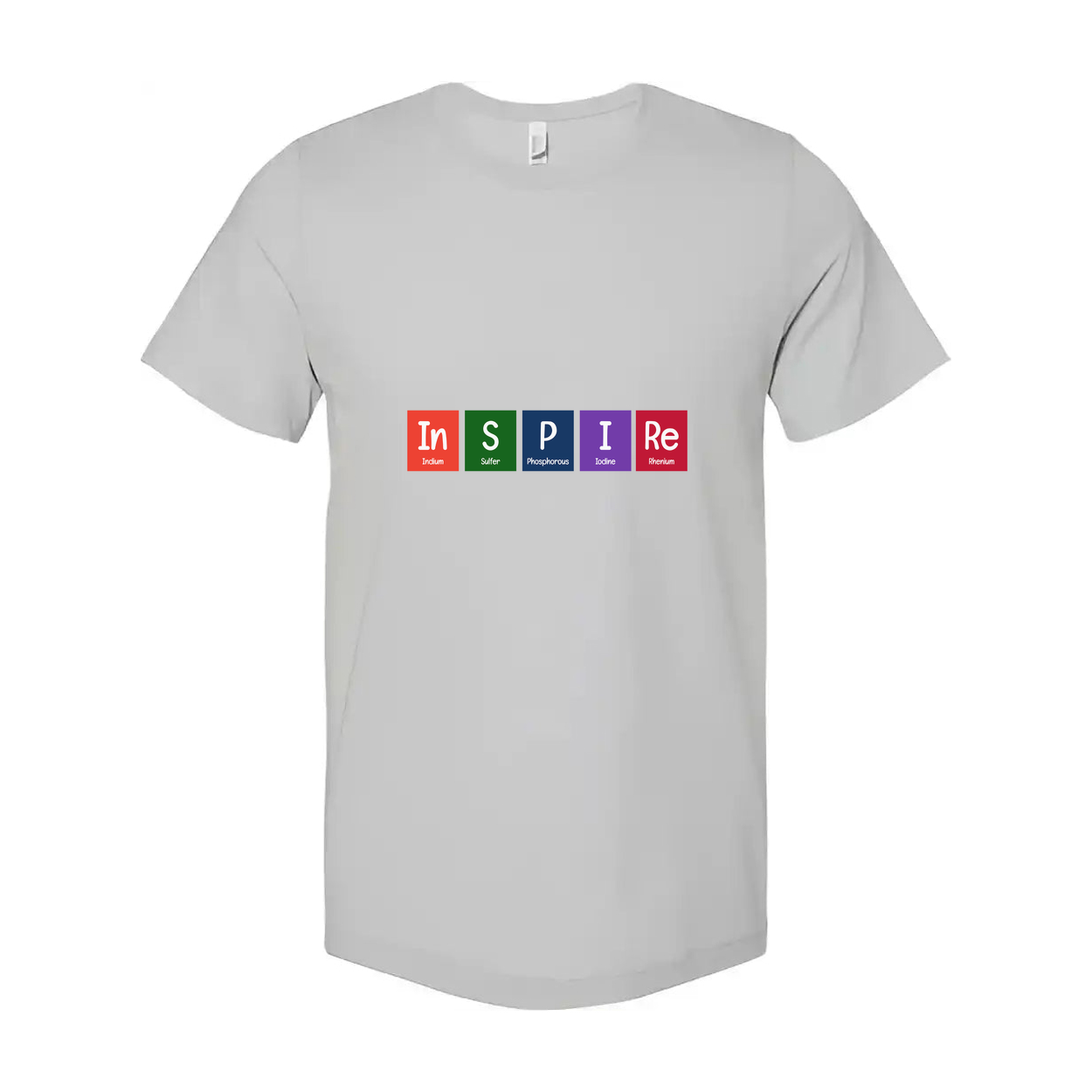 Inspire Science Graphic Unisex Short Sleeve Tee With Multicolor Periodic Table Style Letters