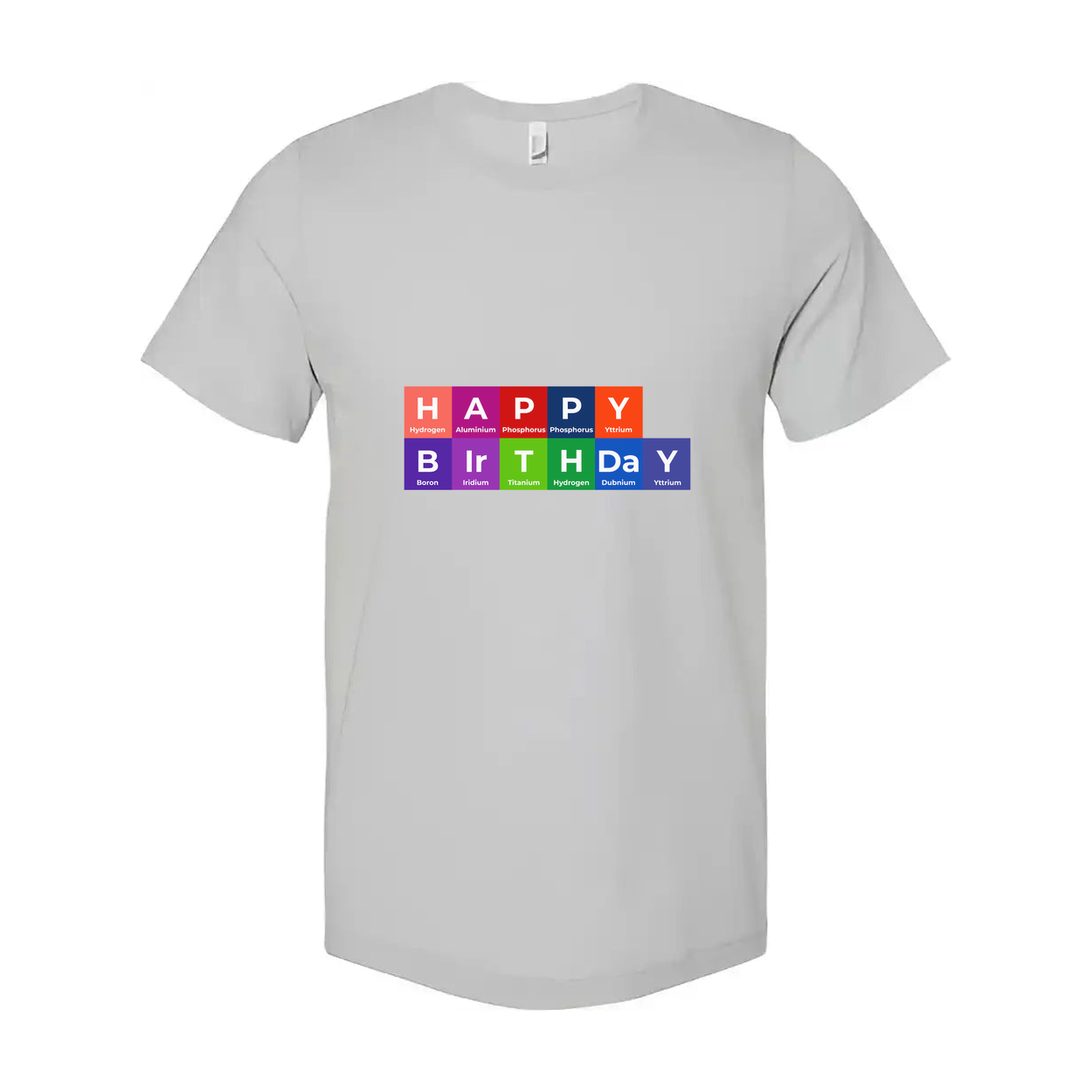 Happy Birthday Periodic Table Design Unisex T Shirt With Colorful Block Elements Artwork