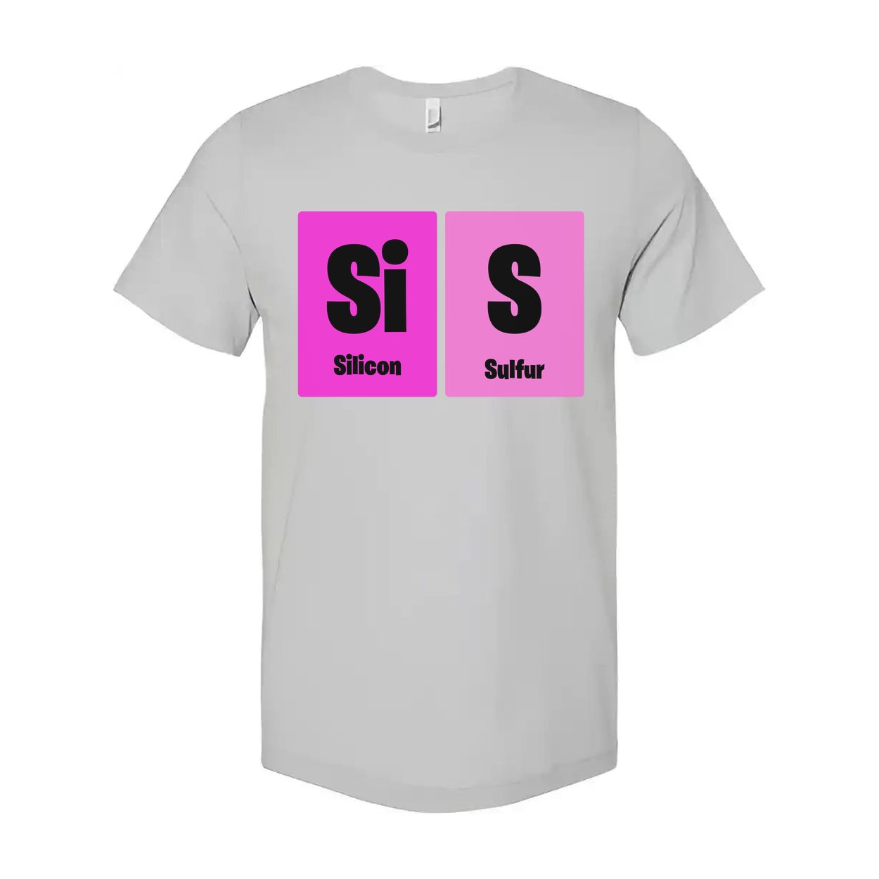 Science Themed Unisex T Shirt With Silicon And Sulfur Element Blocks In Pink Squares