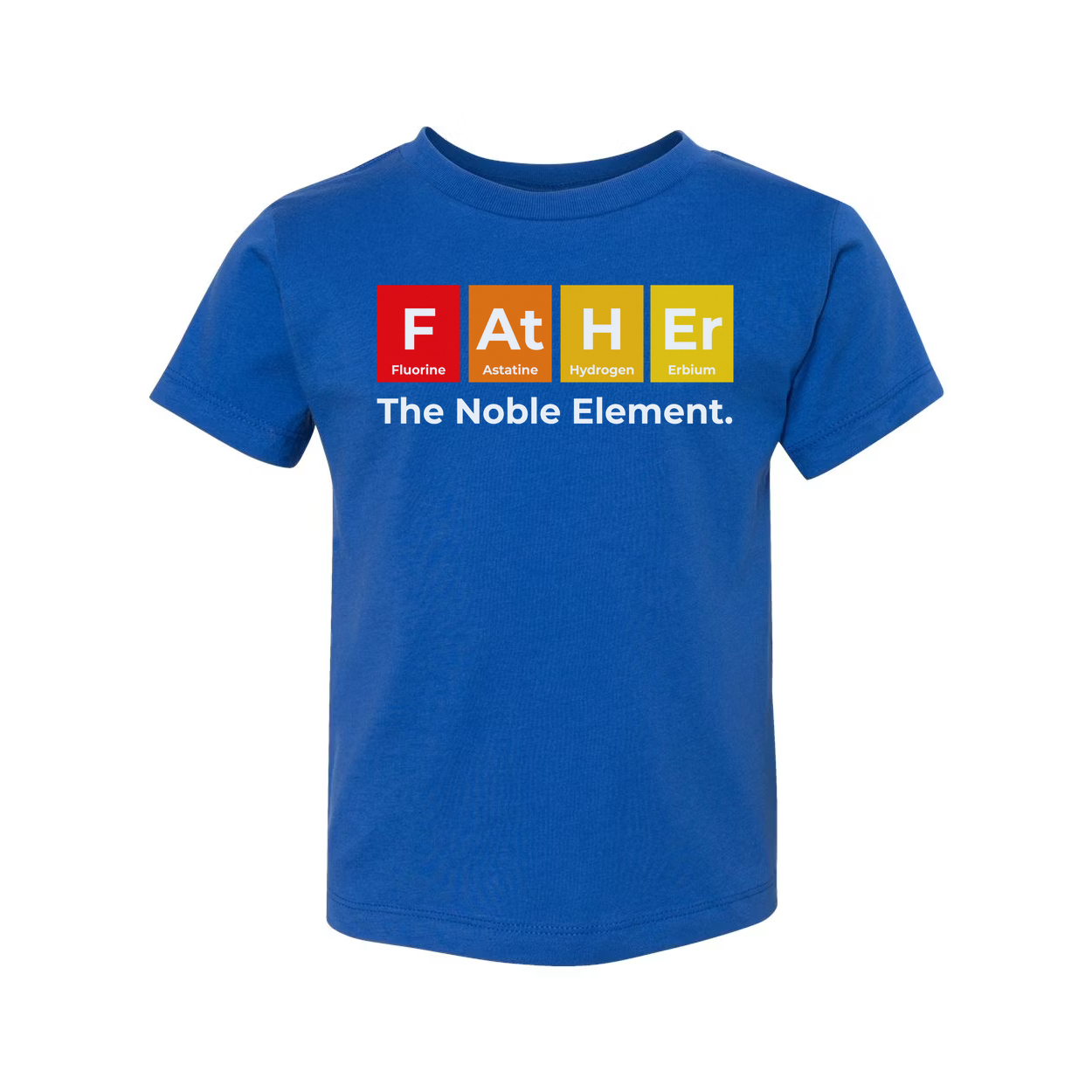 Unisex Science T Shirt Featuring Periodic Table Elements Spelling Father The Noble Element