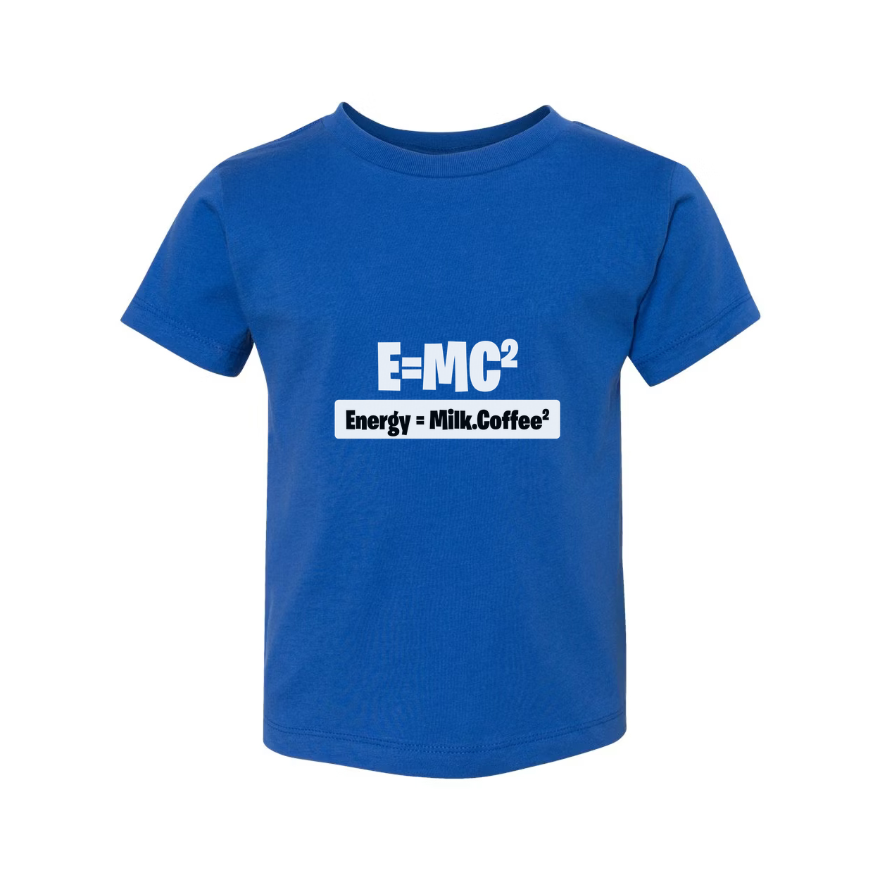 Unisex Science T-Shirt With Energy Equals Milk Coffee Parody Graphic Print For Science Enthusiasts And Students