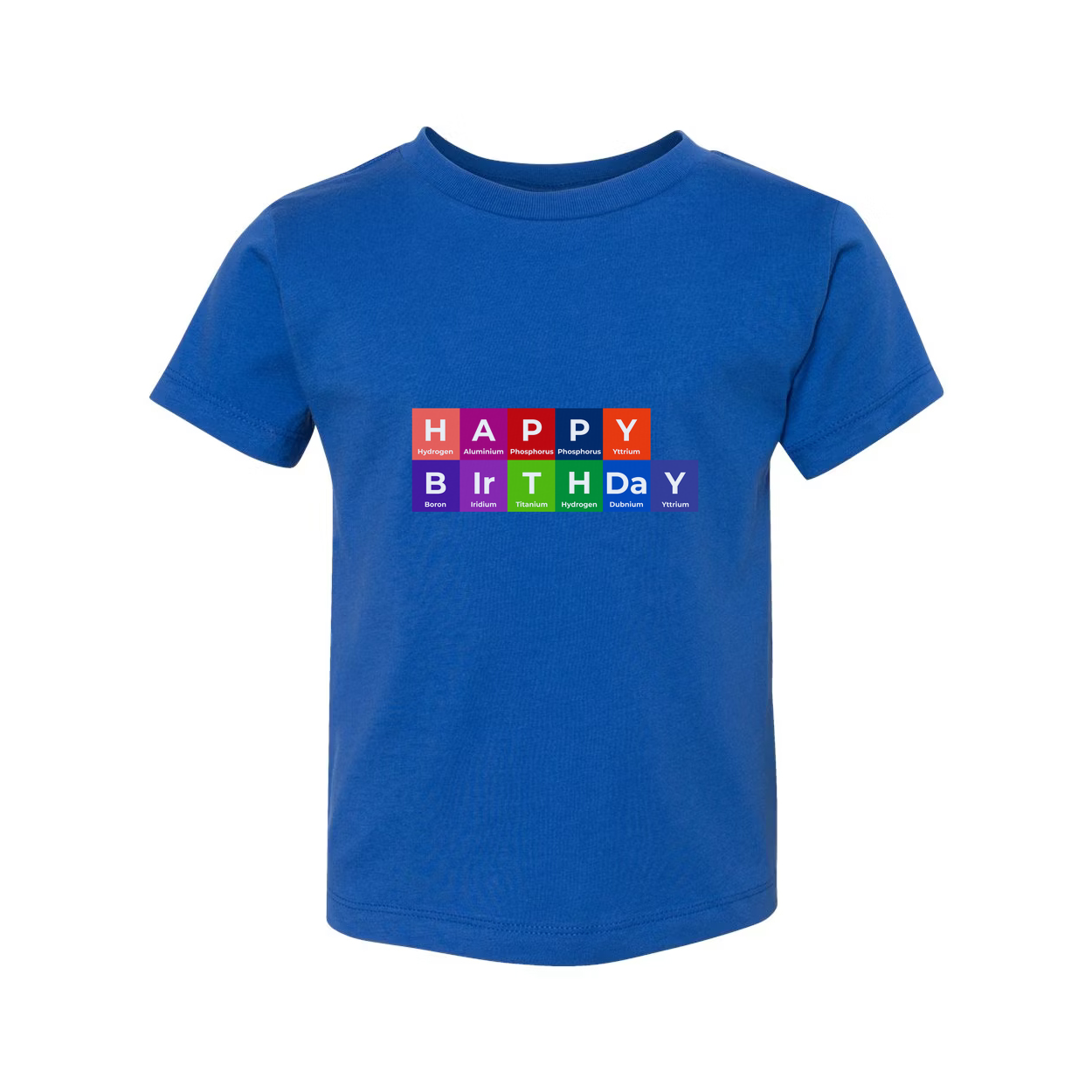 Happy Birthday Periodic Table Design Unisex T Shirt With Colorful Block Elements Artwork
