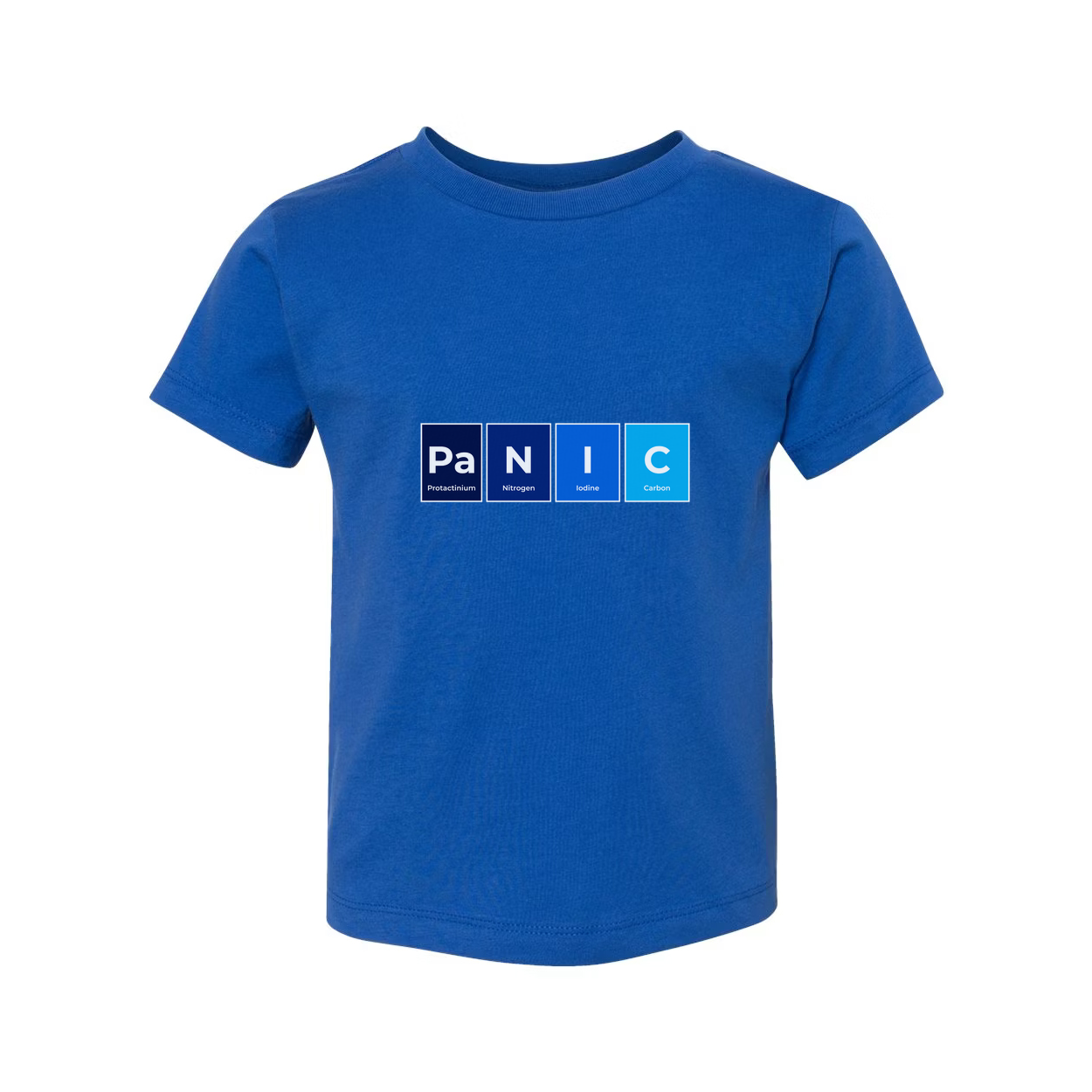 Panic Science Themed Unisex T Shirt With Periodic Table Style Graphic Design For Casual Wear