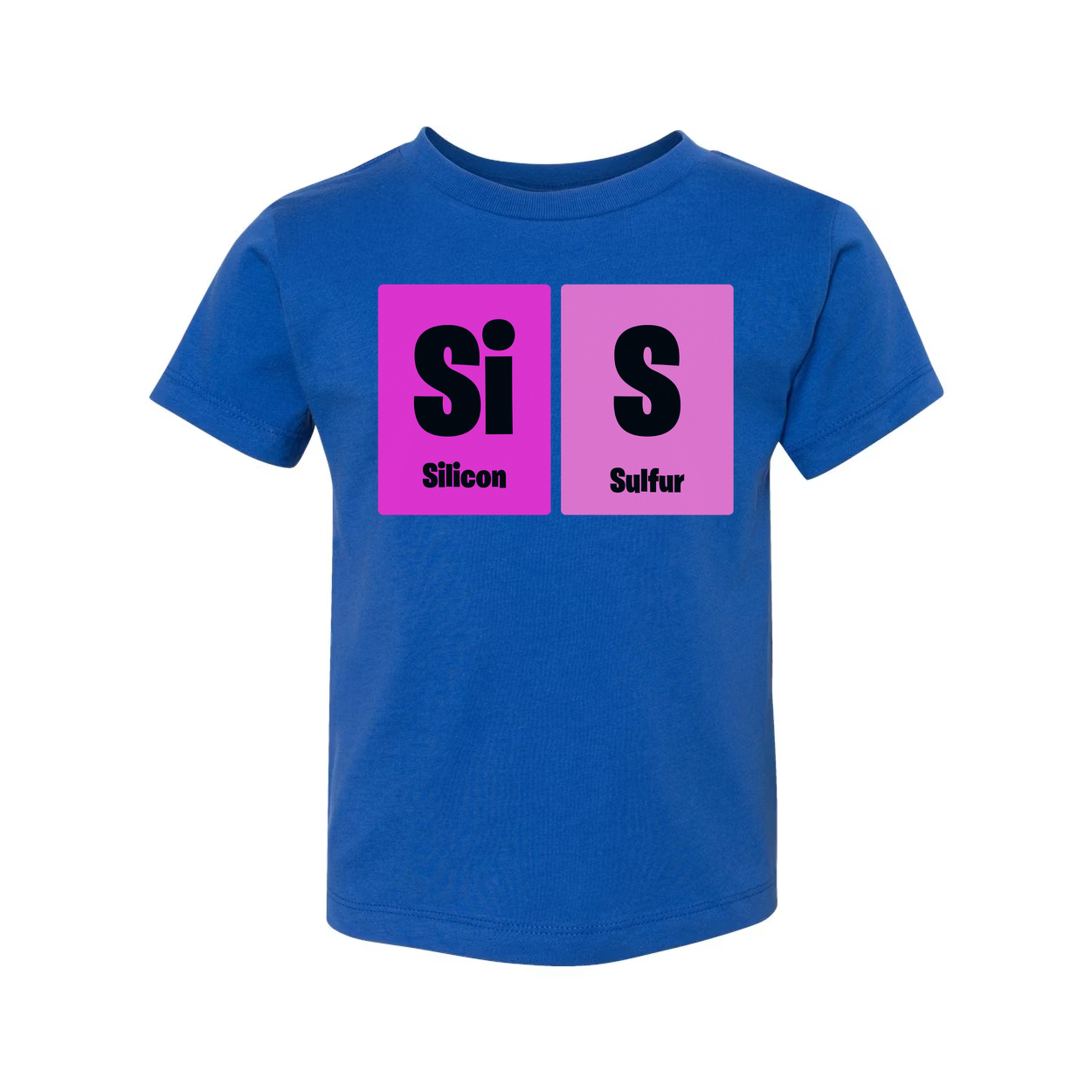 Science Themed Unisex T Shirt With Silicon And Sulfur Element Blocks In Pink Squares