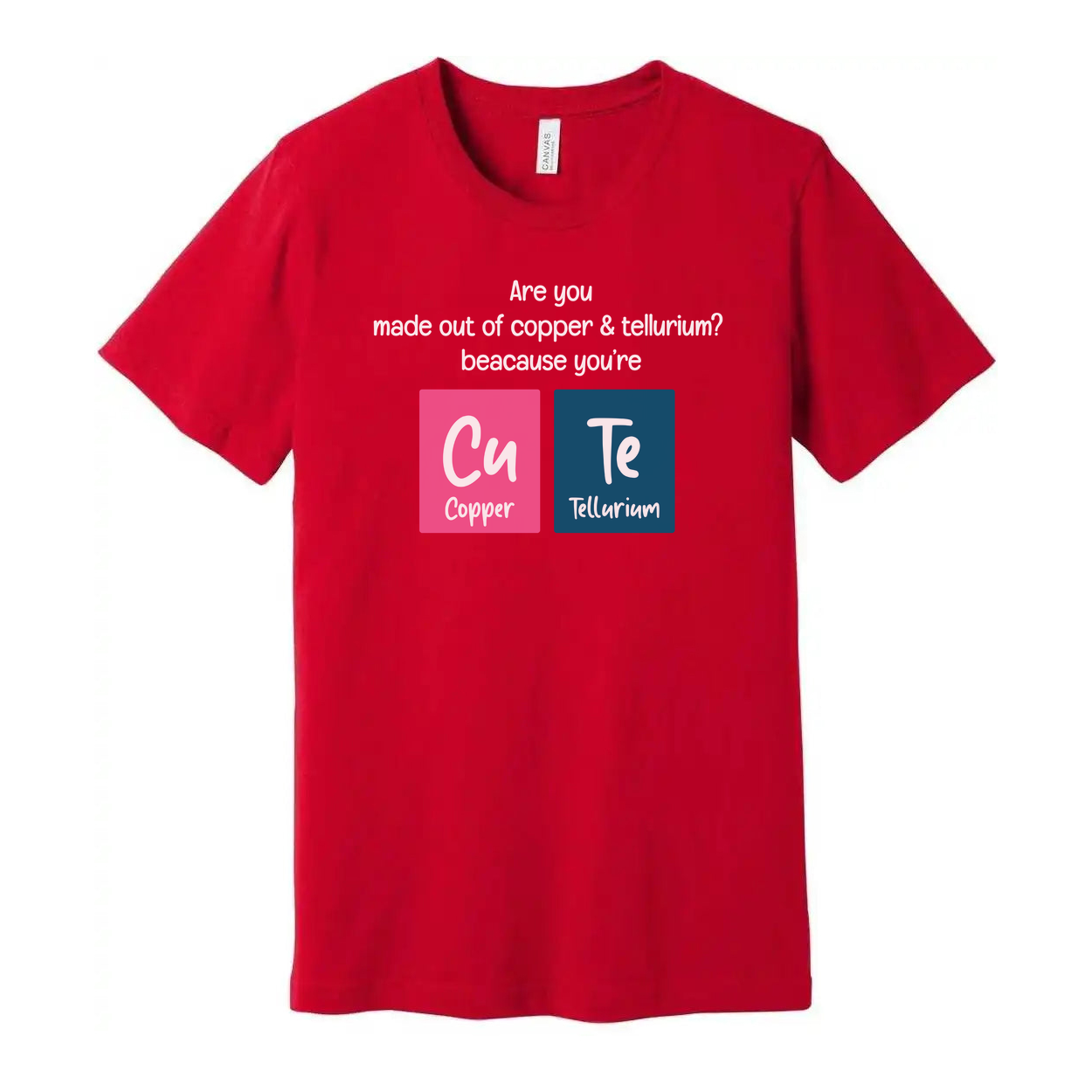 Unisex Science T Shirt With Copper And Tellurium Cu Te Pun For Chemistry Fans Everywhere