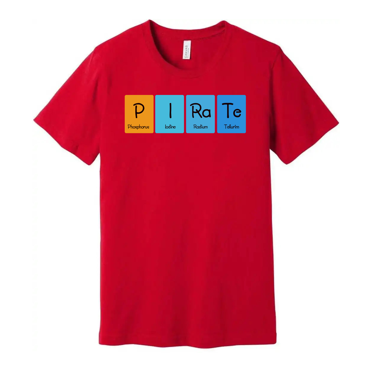 Unisex Pirate Chemistry T Shirt With Periodic Table Element Blocks Graphic Print