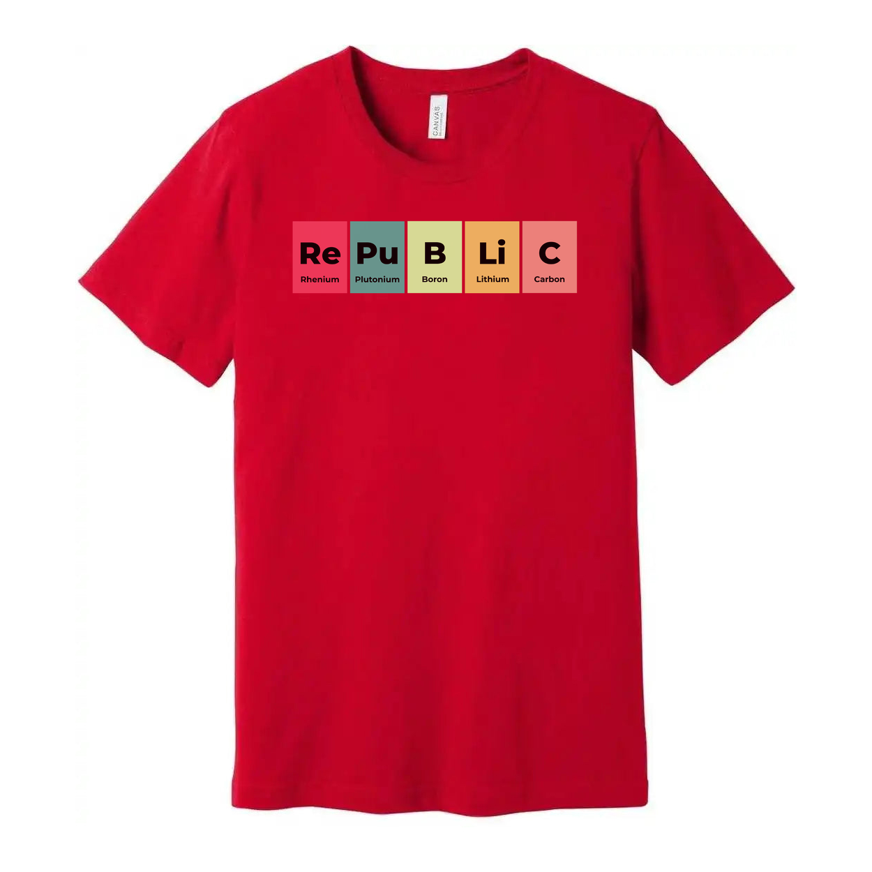 Unisex Science T Shirt With Periodic Table Style Republic Elements Design And Colorful Blocks