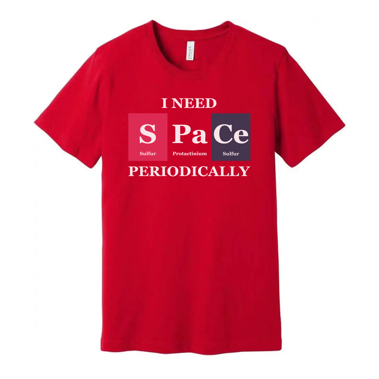 Science Themed Unisex T Shirt With Periodic Table Design And Space Word Play Art