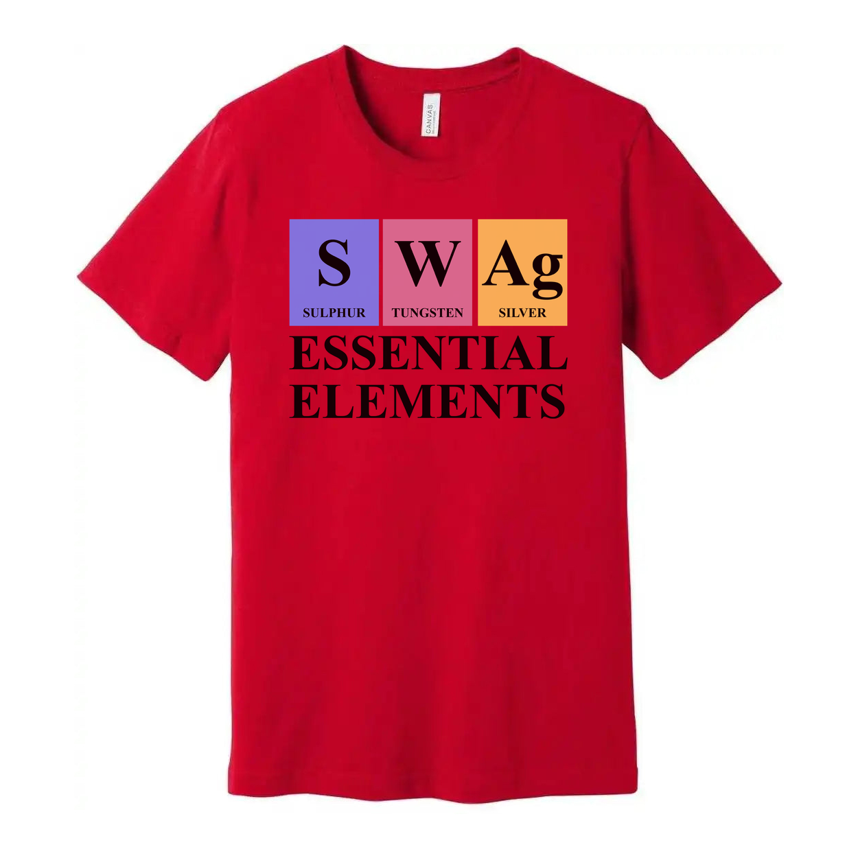 Essential Elements Graphic T Shirt With Periodic Table Inspired Sulphur Tungsten And Silver Symbols