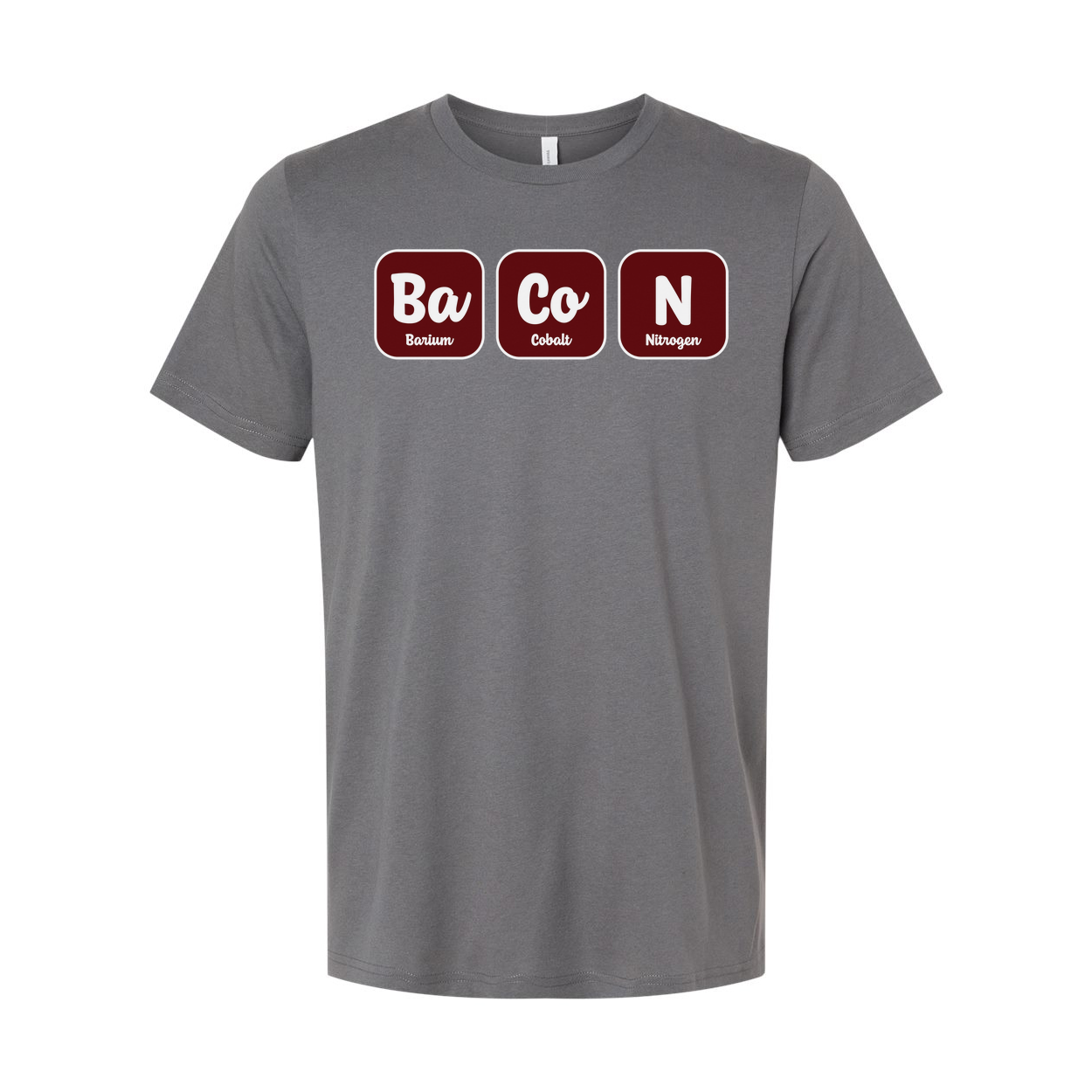 Bacon Chemistry Graphic T Shirt With Ba Co N Element Symbols For Science Lovers Design