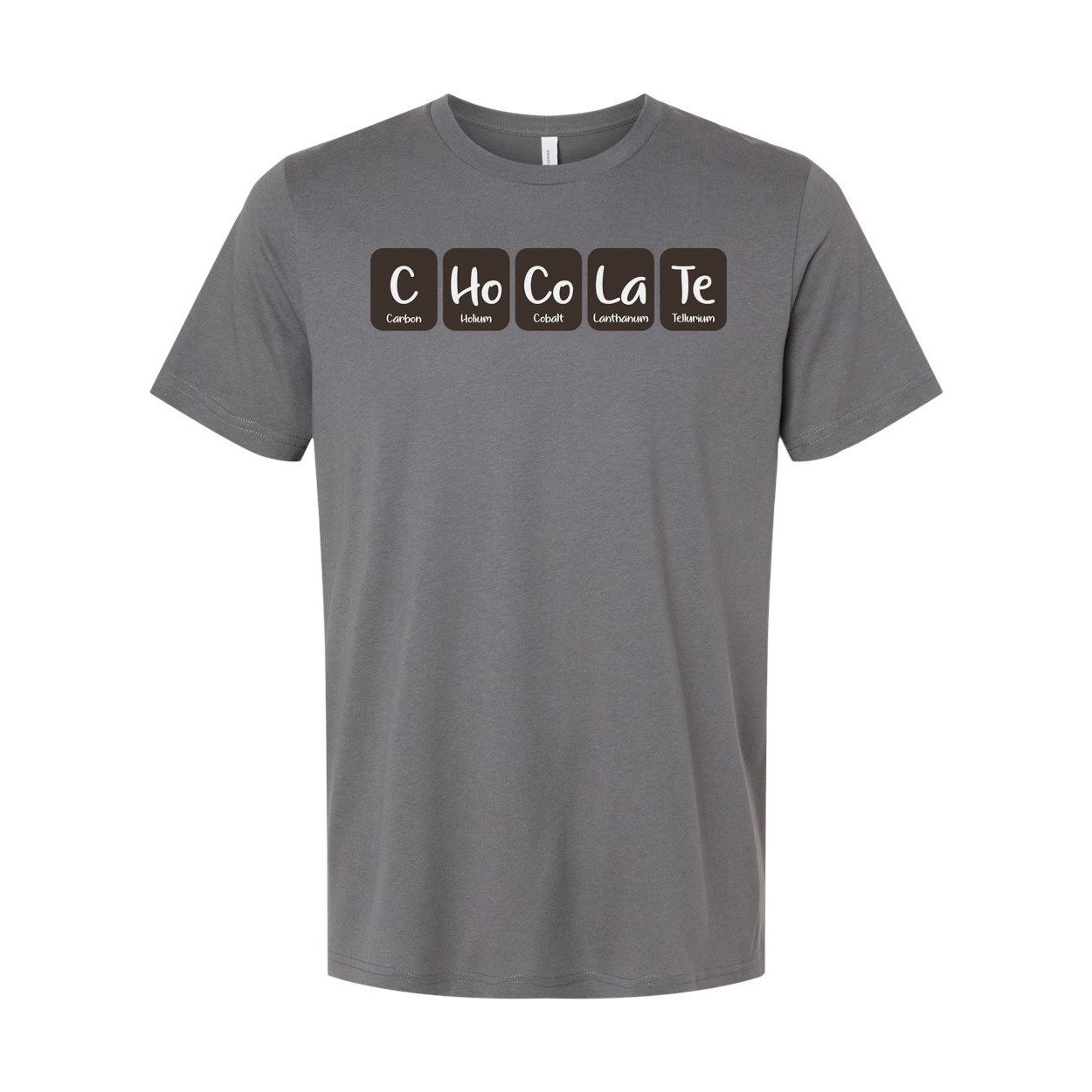 Unisex Science Themed Chocolate Elements Graphic T Shirt With Periodic Table Style Blocks