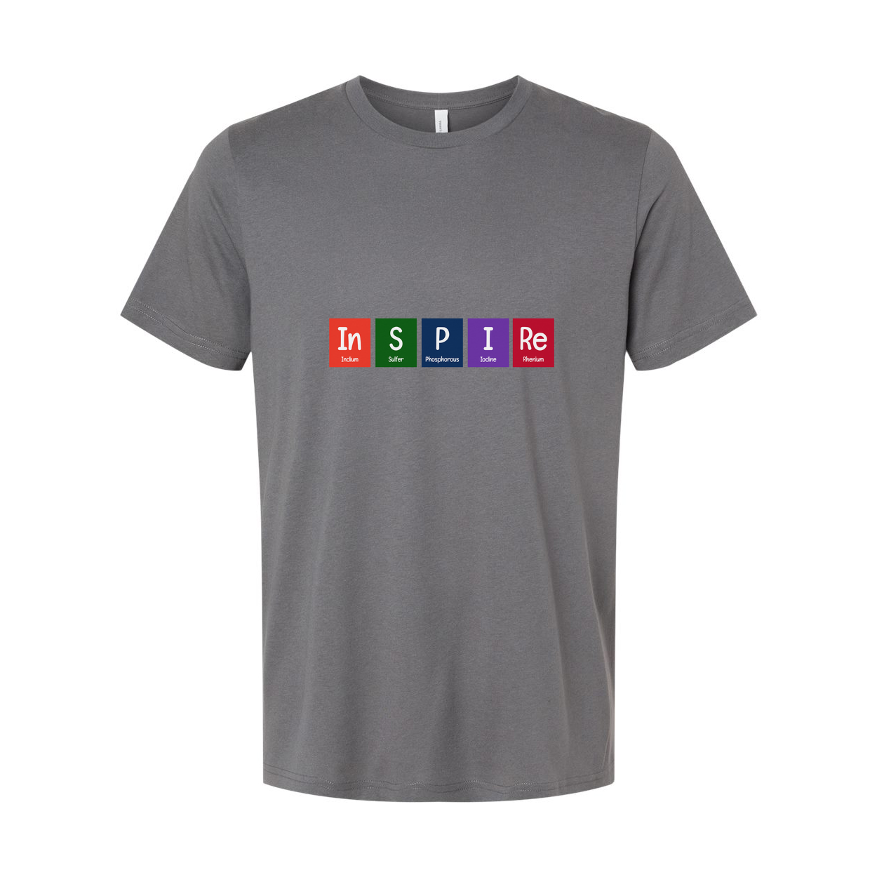 Inspire Science Graphic Unisex Short Sleeve Tee With Multicolor Periodic Table Style Letters