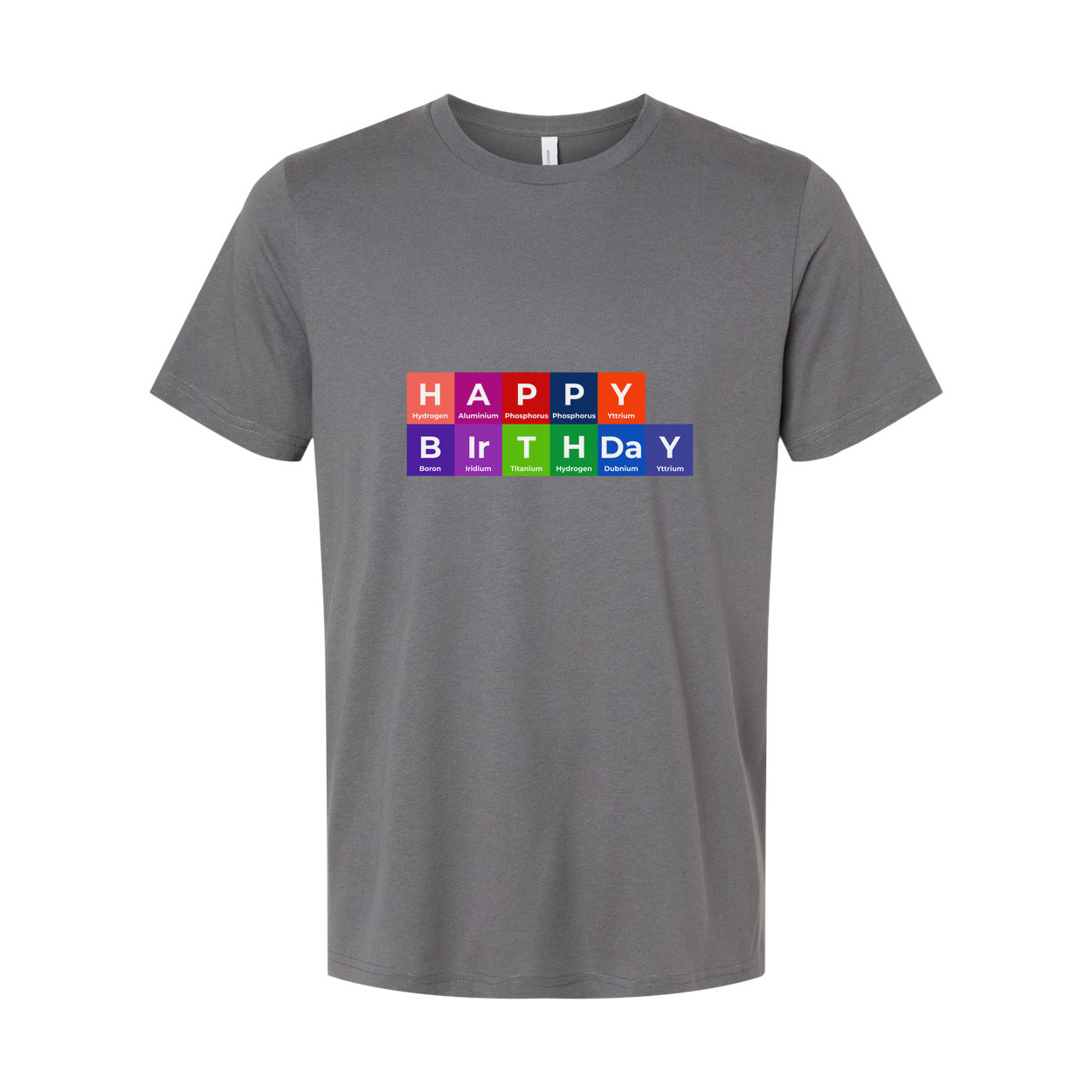 Happy Birthday Periodic Table Design Unisex T Shirt With Colorful Block Elements Artwork