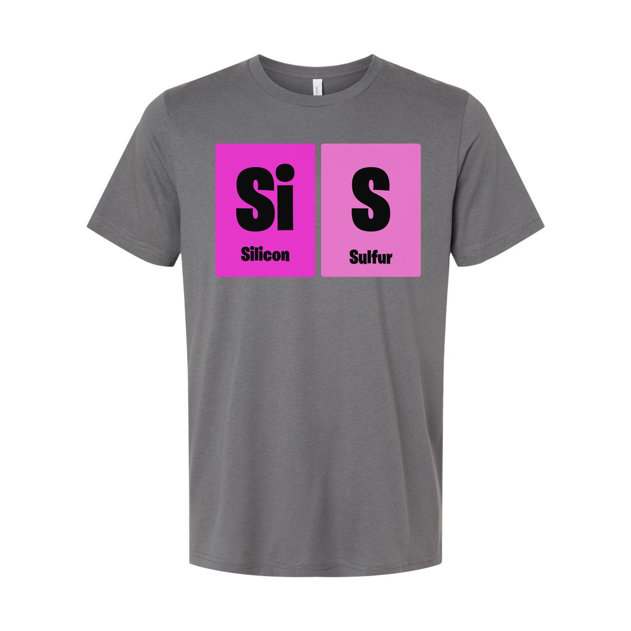Science Themed Unisex T Shirt With Silicon And Sulfur Element Blocks In Pink Squares