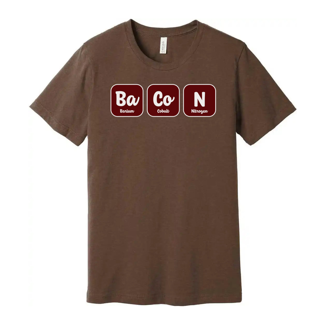 Bacon Chemistry Graphic T Shirt With Ba Co N Element Symbols For Science Lovers Design