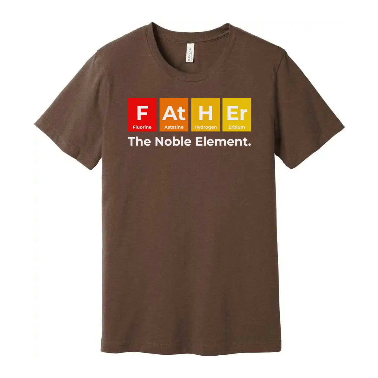 Unisex Science T Shirt Featuring Periodic Table Elements Spelling Father The Noble Element